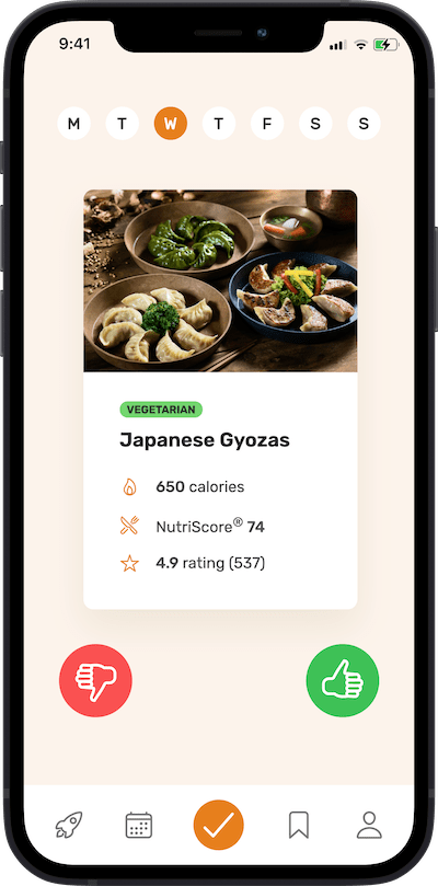 iPhone app meal approving plan screen